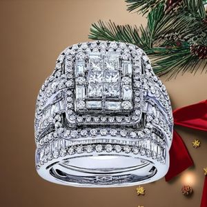 Multi Band Diamond Engagement Ring Set